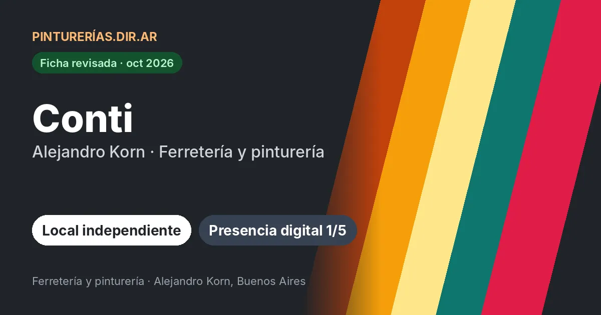 Conti, Alejandro Korn, Buenos Aires: Ferretería con sección de pinturería · Alejandro Korn, Buenos Aires