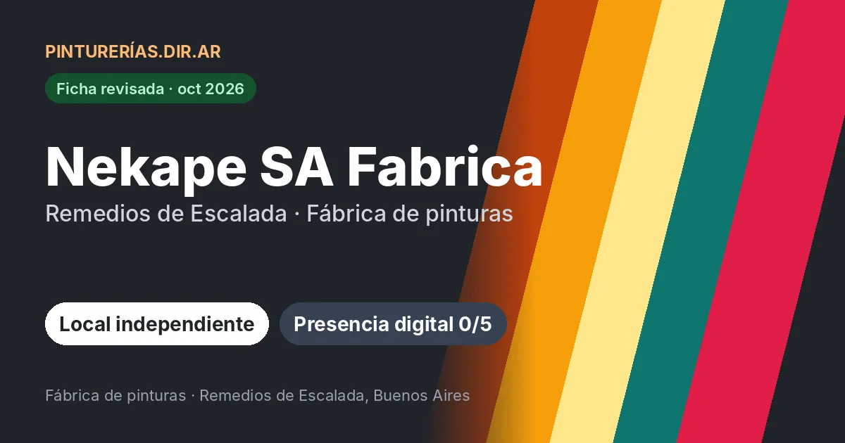 Nekape SA Fabrica, Remedios de Escalada, Buenos Aires: Fábrica de pinturas con venta al público · Remedios de Escalada, Buenos Aires