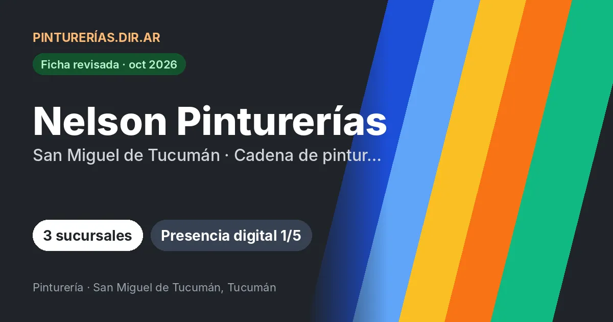 Nelson Pinturerías, San Miguel de Tucumán, Tucumán: 3 sucursales · San Miguel de Tucumán, Tucumán