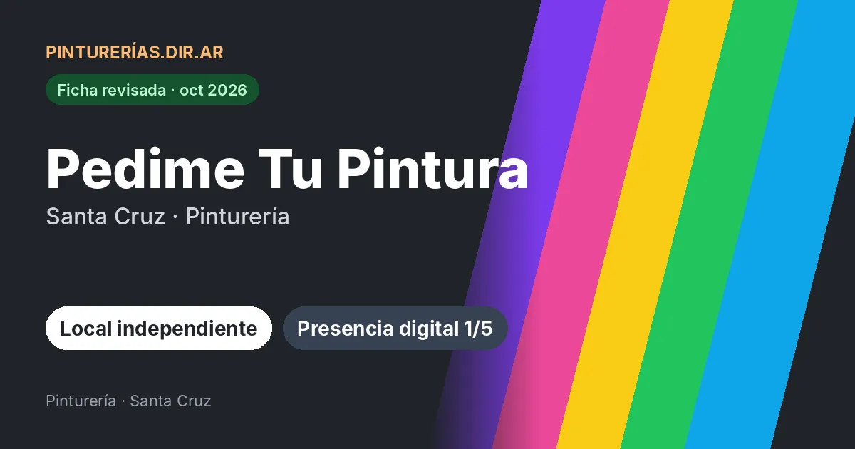 Pedime Tu Pintura, 0 localidades de Santa Cruz: Pinturería · 0 localidades de Santa Cruz