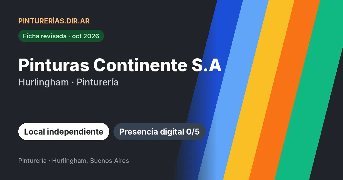 Pinturas Continente S.A, Hurlingham, Buenos Aires: Pinturería · Hurlingham, Buenos Aires