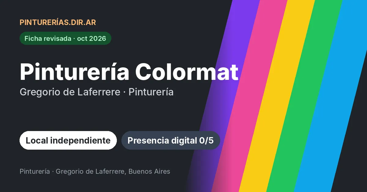 Pinturería Colormat, Gregorio de Laferrere, Buenos Aires: Pinturería · Gregorio de Laferrere, Buenos Aires
