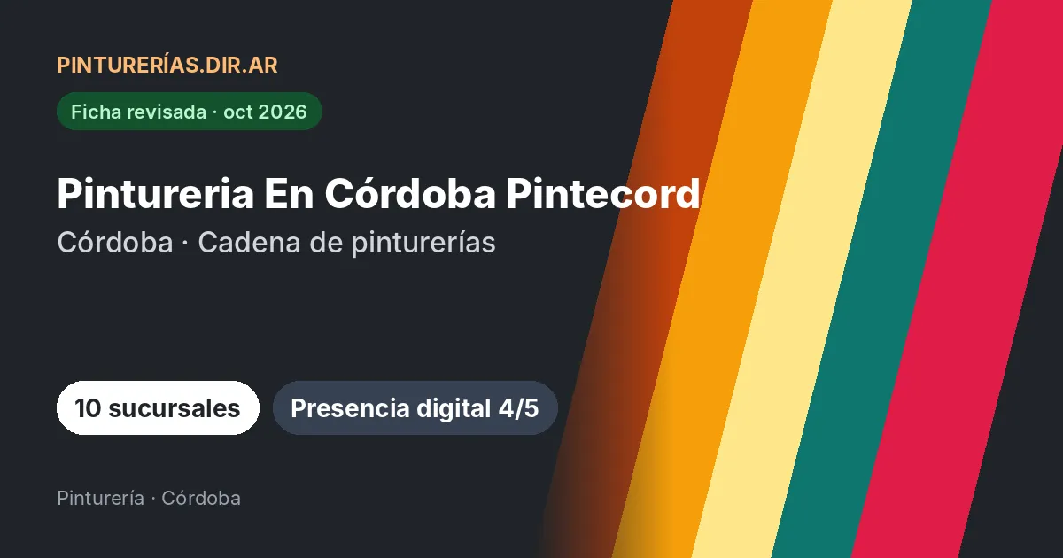 Pintureria En Córdoba Pintecord, 4 localidades de Córdoba: 10 sucursales · 4 localidades de Córdoba