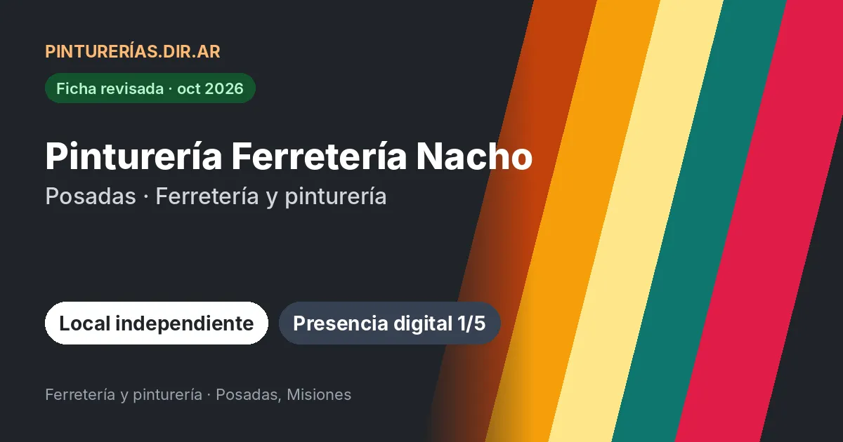 Pinturería Ferretería Nacho, Posadas, Misiones: Ferretería con sección de pinturería · Posadas, Misiones
