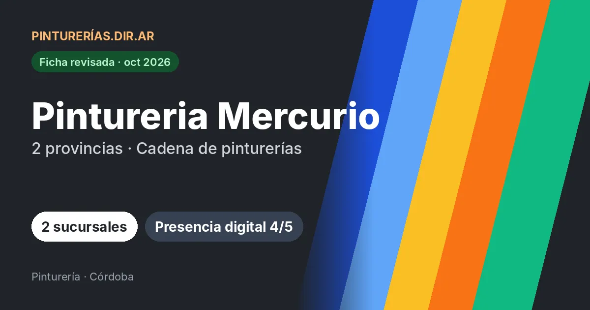 Pintureria Mercurio, 2 provincias: 2 sucursales · 2 provincias