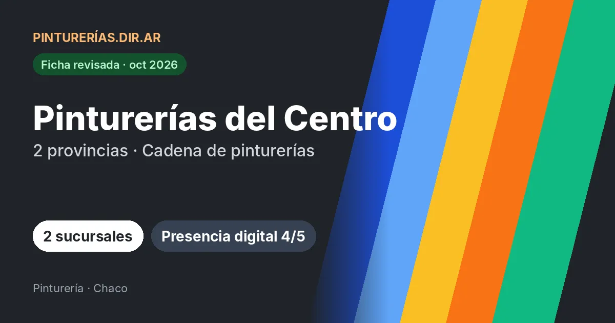Pinturerías del Centro, 2 provincias: 2 sucursales · 2 provincias