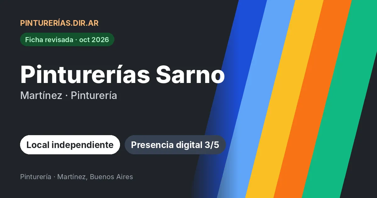 Pinturerías Sarno, Martínez, Buenos Aires: Pinturería · Martínez, Buenos Aires