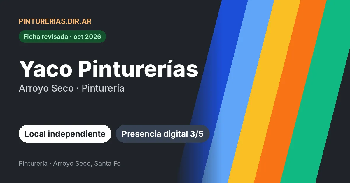Yaco Pinturerías, Arroyo Seco, Santa Fe: Pinturería · Arroyo Seco, Santa Fe